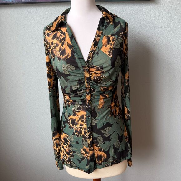 Free People Lucky Shirtee Floral Button Up Size Medium - Picture 2 of 9